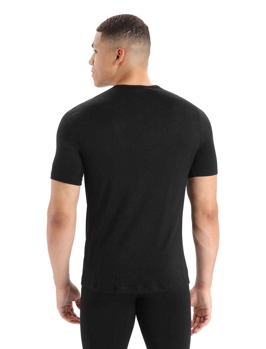Base Layers Icebreaker Merino 200 Oasis Corta Sleeve Crewe Thermal Top Homme Noir | FR 1390RVDW